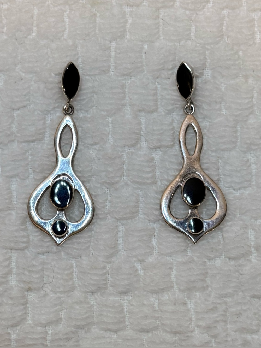 Sterling & Onyx Drop Earrings